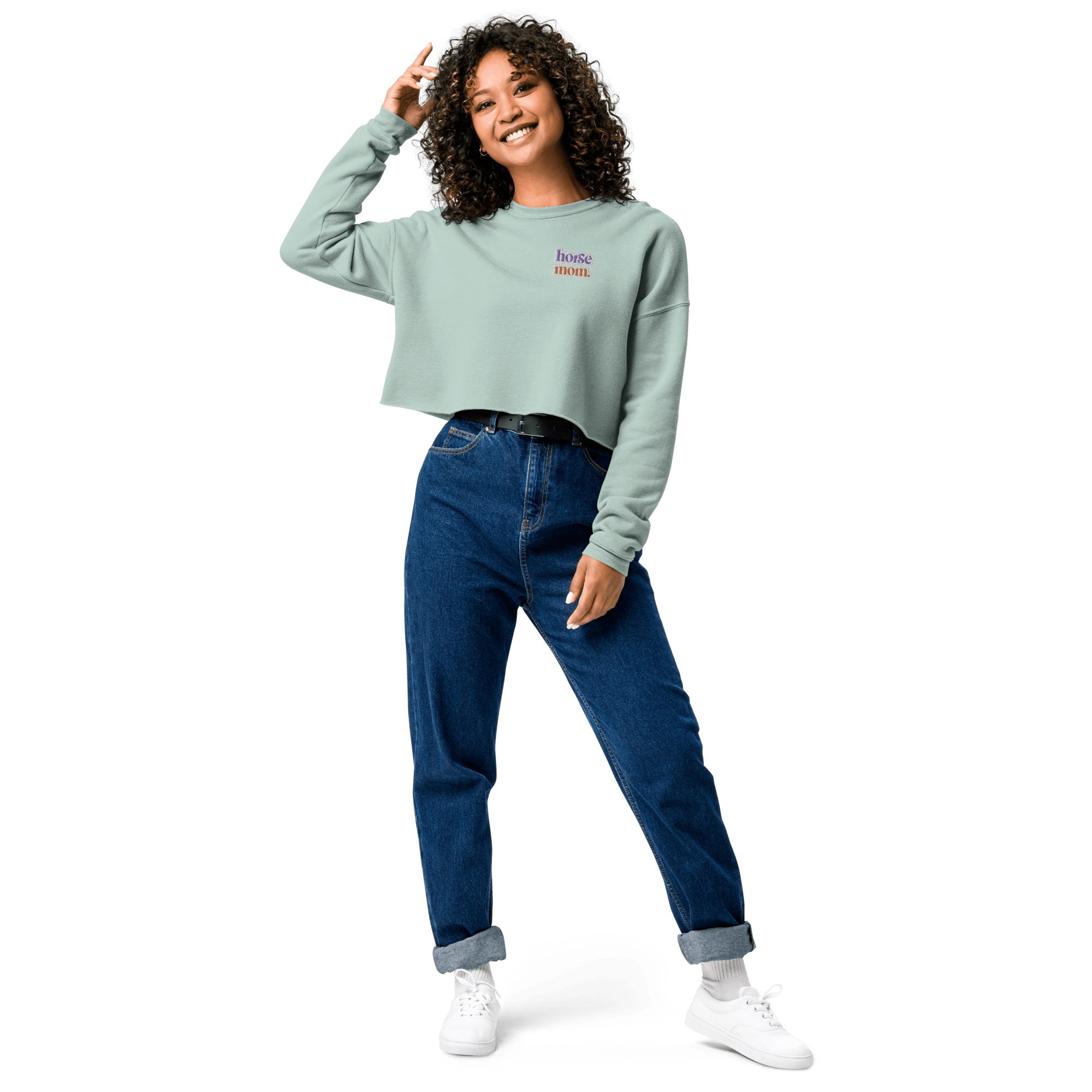 'horse mom' | cropped fleece-pullover stick