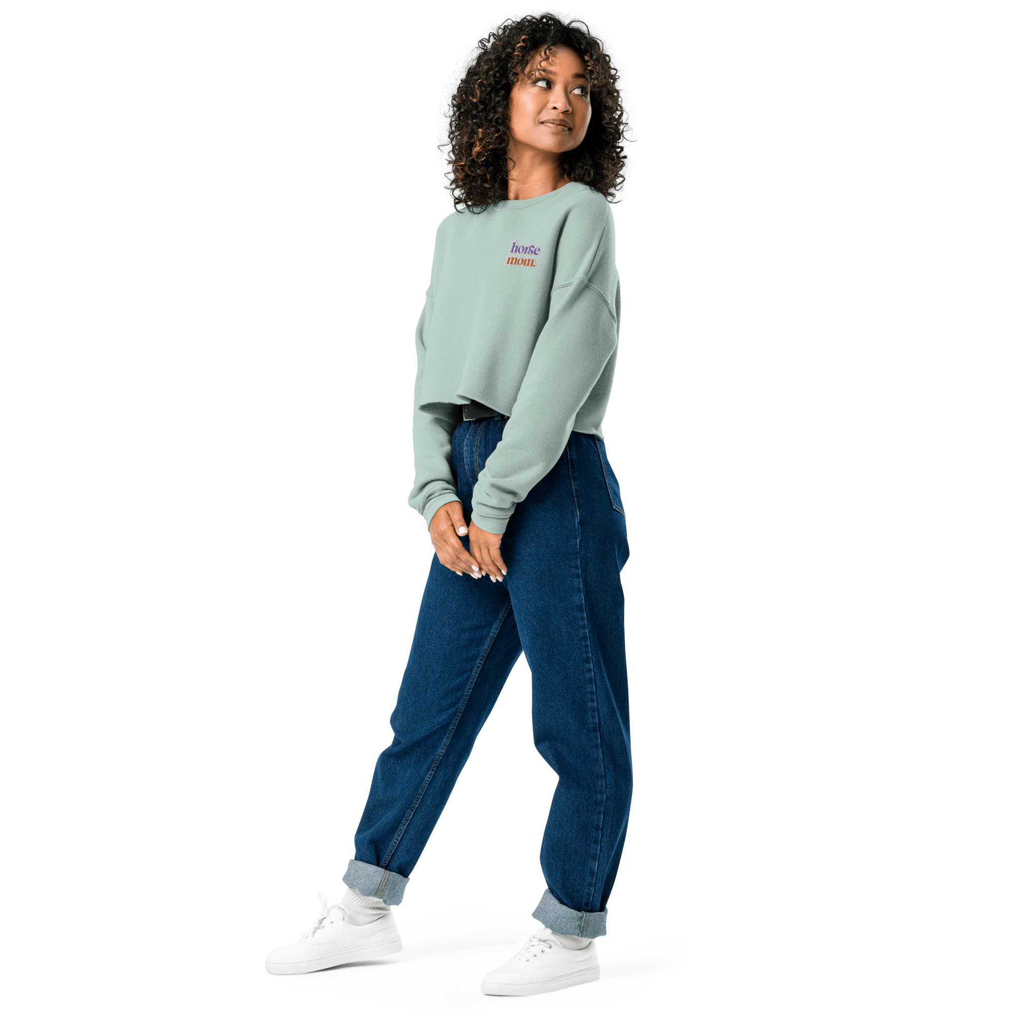 'horse mom' | cropped fleece-pullover stick