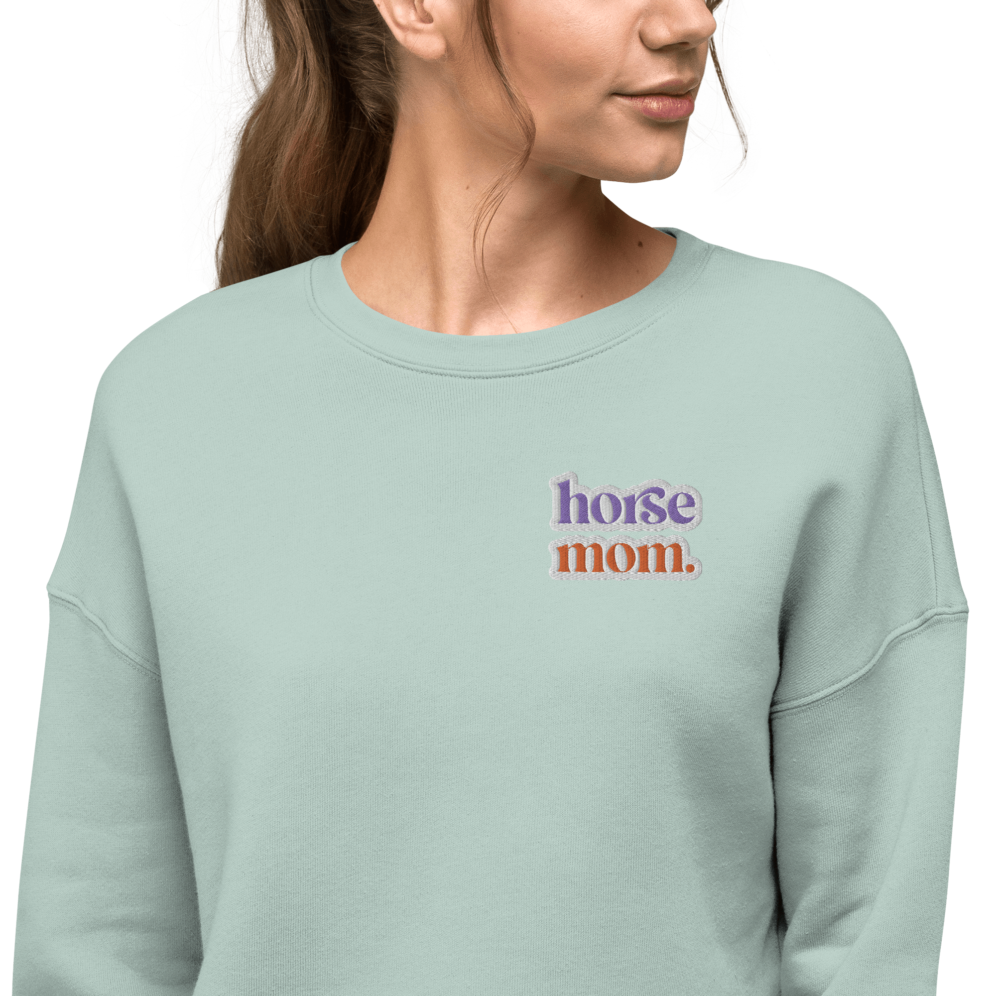 'horse mom' | cropped fleece-pullover stick